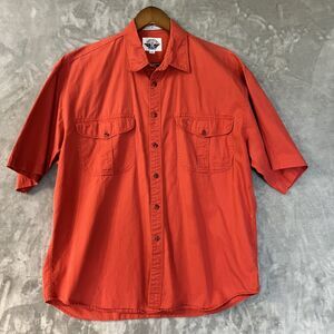 Dockers Mens Large Coral Button Up Dress Shirt Casual Polo with Pockets Work Top